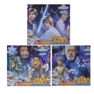 Star Wars Original Trilogy 3 in 1 Panoramic Jigsaw Puzzle Set W/211 Pieces.